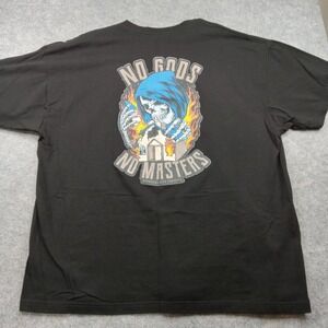 Linda Finegold Shirt Mens XL Extra Large No Gods No Masters Graphic Live Forever